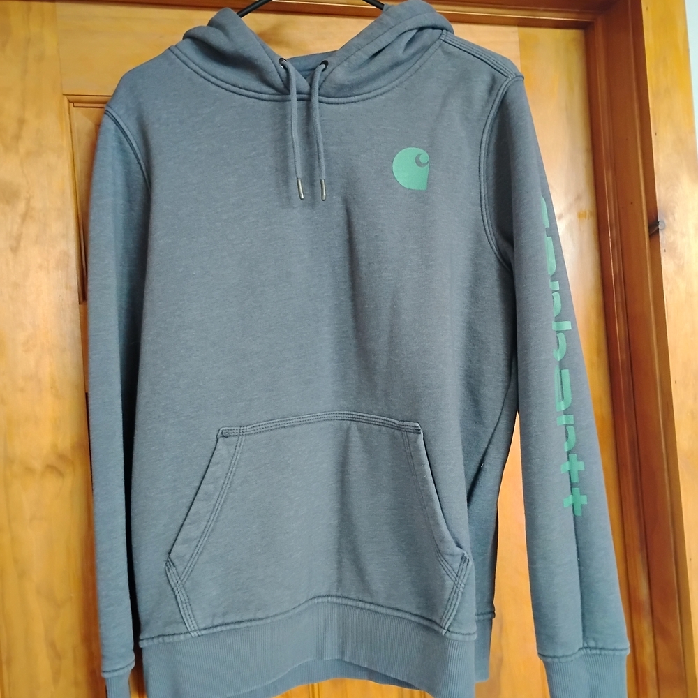 Carhartt Gray and Green Women's Hoodie